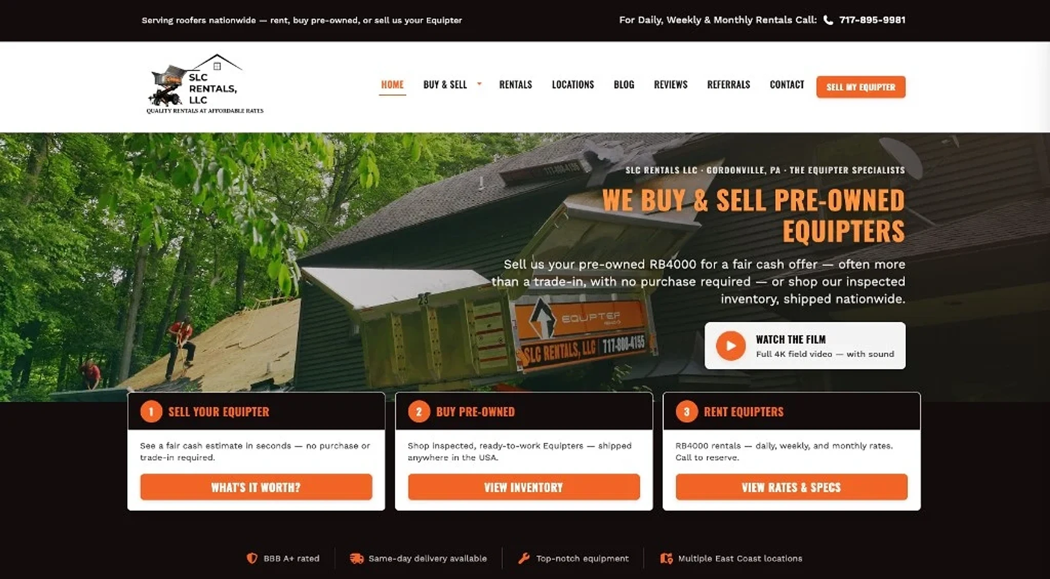 SLC Rentals public website homepage